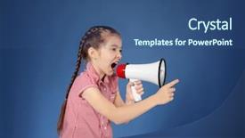  Presentation with news - PPT layouts featuring media news children - emotional little girl shouting background and a ocean colored foreground