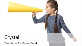  Presentation with watercolor paper texture white art - Cool new PPT theme with media news children - little girl shouting into paper backdrop and a white colored foreground