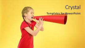  Presentation with ancient egypt paper - Theme having media news children - little girl shouting into paper background and a  colored foreground