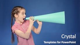  Presentation with collaboration paper - Audience pleasing PPT layouts consisting of media news children - little girl shouting into paper backdrop and a ocean colored foreground