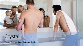  Presentation with news - Beautiful PPT theme featuring media news children - smiling gay couple with child backdrop and a  colored foreground