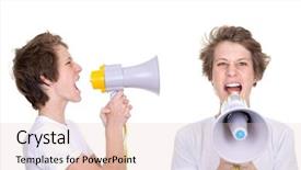  Presentation with muslim teen - Beautiful theme featuring media news children - teen boy shouting into megaphone backdrop and a lemonade colored foreground