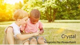  Presentation with sports table tennis two ping - Colorful PPT theme enhanced with media news children - two interracial boys have fun backdrop and a  colored foreground