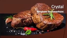  Presentation with roast beef - Amazing slide set having grilled beef fillet steaks backdrop and a tawny brown colored foreground
