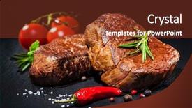  Presentation with steaks - Beautiful slide set featuring gourmet salt - grilled beef fillet steaks backdrop and a tawny brown colored foreground