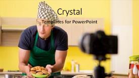  Presentation with food preparation - Slides consisting of social loafing - young chef blogger explaining food background and a blonde colored foreground