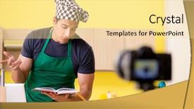  Presentation with blogger - Cool new presentation theme with chef blogger explaining food preparation backdrop and a blonde colored foreground