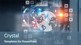  Presentation with media - Beautiful slides featuring media technologies in business mixed backdrop and a ocean colored foreground