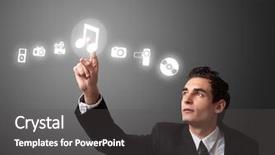  Presentation with music business - Colorful PPT theme enhanced with pedestrian road sign on the sky background backdrop and a light blue colored foreground