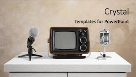  Presentation with retro radio - Cool new presentation with media tv radio - retro portable tv and microphones backdrop and a soft green colored foreground
