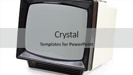  Presentation with portable radio - PPT theme consisting of media tv radio - vintage portable tv set isolated background and a light gray colored foreground