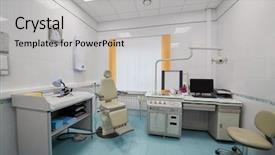  Presentation with medical equipment - PPT theme with medial - interior of room with medical background and a light gray colored foreground