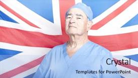  Presentation with ideas opthalmic surgeon - Theme having medial - portrait of a senior adult background and a  colored foreground