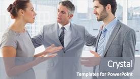  Presentation with mediation - Amazing presentation theme having mediation - businesswoman arguing with co-worker backdrop and a gray colored foreground