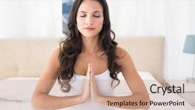  Presentation with mother doing yoga kids - Audience pleasing presentation consisting of mediation - calm brunette doing yoga backdrop and a coral colored foreground