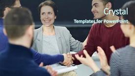  Presentation with mediation - Audience pleasing theme consisting of mediation - psychological group attendants handshaking backdrop and a tawny brown colored foreground
