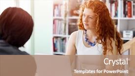  Presentation with successful - Beautiful slides featuring mediation - successful young business executives meeting backdrop and a coral colored foreground