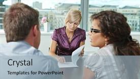  Presentation with mediation - Presentation theme having mediation - team of casual looking business background and a light blue colored foreground