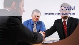  Presentation with mediation - Colorful PPT theme enhanced with mediation - three businessmen sitting backdrop and a sky blue colored foreground