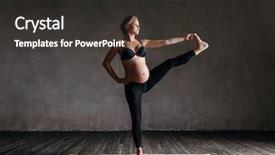  Presentation with mediation - Colorful slide deck enhanced with mediation - young beautiful pregnant yoga posing backdrop and a dark gray colored foreground