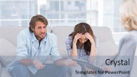  Presentation with mediation - Slide deck featuring mediation - young couple sit background and a light blue colored foreground