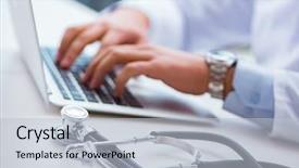  Presentation with medic - PPT layouts featuring medic - doctor working on the computer background and a light blue colored foreground