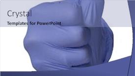  Presentation with medic - PPT theme featuring medic-hand-wearing-blue-latex background and a teal colored foreground