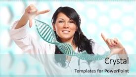  Presentation with medic - Theme enhanced with medic holding up a dna background and a light blue colored foreground