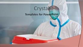  Presentation with medic - Theme enhanced with medic-in-protective-clothing-during background and a light blue colored foreground