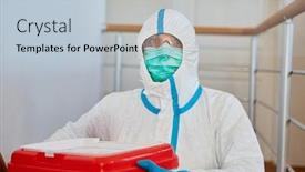  Presentation with medic - Amazing slide set having medic-in-protective-clothing-during backdrop and a lemonade colored foreground