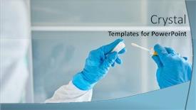  Presentation with medic - Presentation design consisting of medic-in-protective-clothing-packs background and a light gray colored foreground