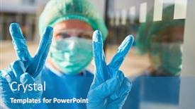  Presentation with covid coronavirus - Cool new slides with medic-in-protective-clothing-shows backdrop and a teal colored foreground