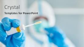  Presentation with medic - Slide deck consisting of medic-in-protective-clothing-smears background and a lemonade colored foreground