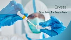  Presentation with medic - Slide set with medic-in-protective-clothing background and a light blue colored foreground