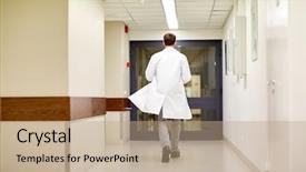  Presentation with clinic - Beautiful PPT theme featuring medic or doctor walking along backdrop and a coral colored foreground