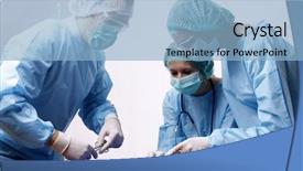  Presentation with medical instruments - PPT layouts having medicaid - below view of surgeons holding background and a light blue colored foreground