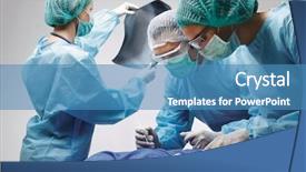  Presentation with medical instruments - Slide deck with medicaid - below view of surgeons holding background and a teal colored foreground