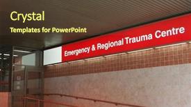  Presentation with emergency room - Slides featuring medicaid - bright red emergency room sign background and a tawny brown colored foreground