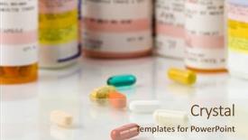  Presentation with prescriptions - Beautiful presentation design featuring medicaid - close up of assorted pills backdrop and a lemonade colored foreground