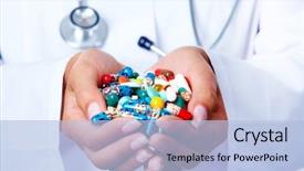  Presentation with pills - PPT layouts having medicaid - close-up of vitamins and pills background and a light blue colored foreground