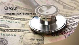  Presentation with stethoscope medication - Slide set with medicaid - heap of dollars with stethoscope background and a mint green colored foreground