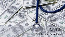  Presentation with stethoscope medication - Audience pleasing slide set consisting of medicaid - heap of dollars with stethoscope backdrop and a light gray colored foreground