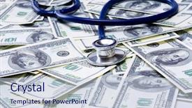  Presentation with stethoscope medication - Presentation featuring medicaid - heap of dollars with stethoscope background and a lemonade colored foreground