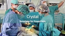  Presentation with surgery - Slide set enhanced with medicaid - medical team performing an operation background and a teal colored foreground