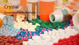  Presentation with pharmaceutical - PPT theme with medicaid - pharmaceutical products background and a gold colored foreground