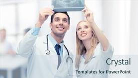  Presentation with x ray of a human - Presentation theme having medicaid - picture of two doctors looking background and a lemonade colored foreground
