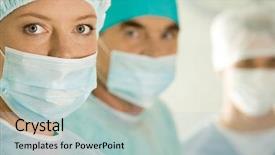  Presentation with mask - Audience pleasing slide deck consisting of medicaid - portrait of female surgeon wearing backdrop and a mint green colored foreground