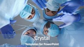  Presentation with medical instruments - Amazing PPT theme having medicaid - surgeons holding medical instruments backdrop and a teal colored foreground