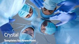  Presentation with medical instruments - Audience pleasing slide set consisting of medicaid - surgeons holding medical instruments backdrop and a teal colored foreground