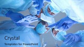  Presentation with medical instruments - Cool new PPT theme with medicaid - surgeons holding medical instruments backdrop and a light blue colored foreground